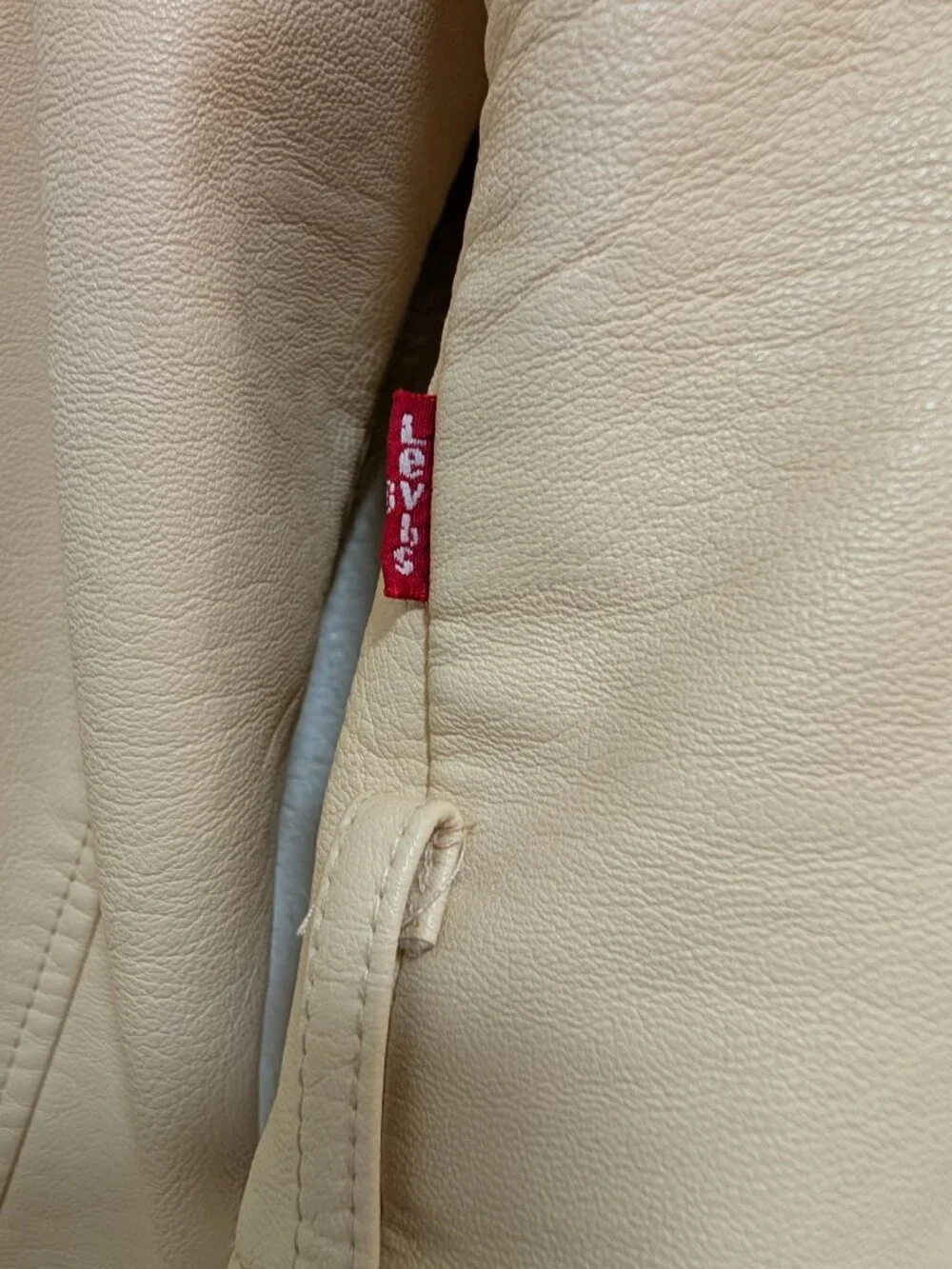 Levi Strauss Women's Cream‎ Leather Biker Jacket
